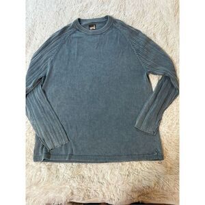 Weekends off men crew neck raglan sapphire ribbed sweatshirt L